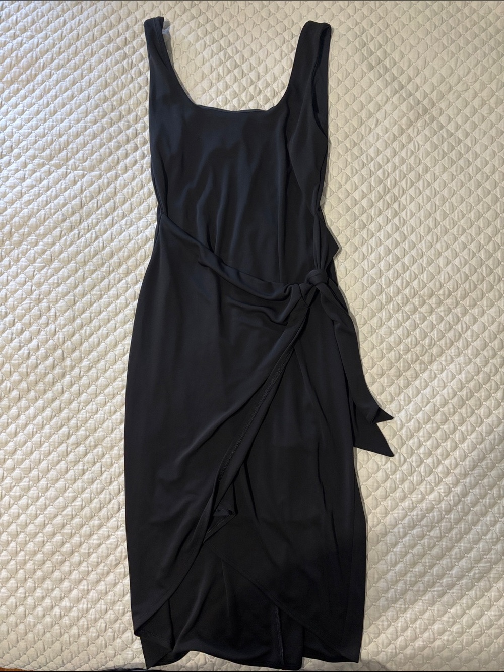 Classic Black Wrap Midi Dress - Women